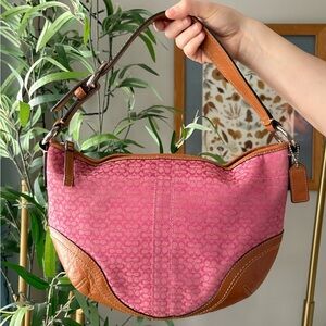 Vintage Y2K Coach Pink and Tan Hobo Monogram Bag